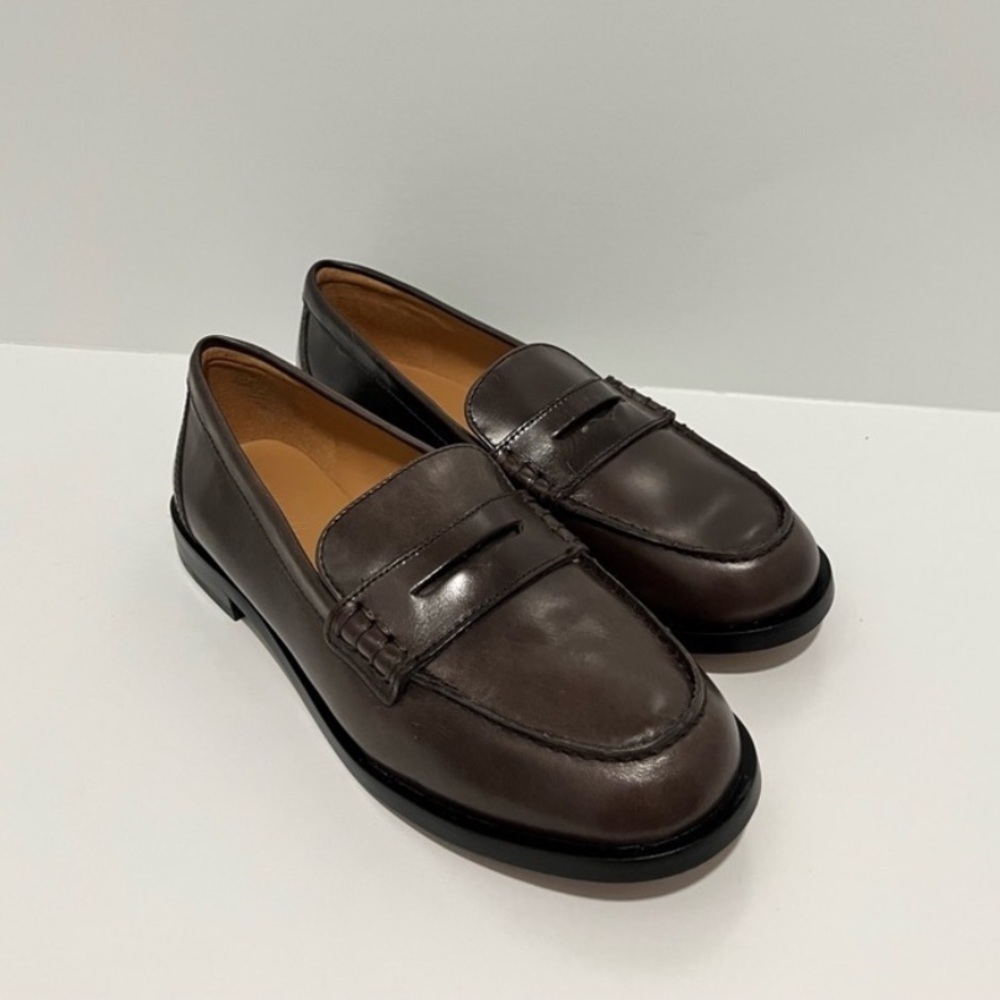 New Madewell The Grayson Penny Loafer Turkish Coffee Leather missing Pennies 6.5